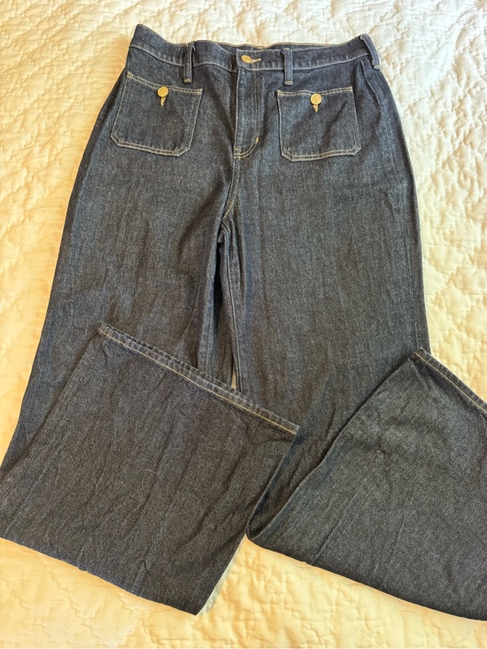 J. Crew Denim - J. Crew Dark Blue Wide Leg Jeans with Front Patch Pockets